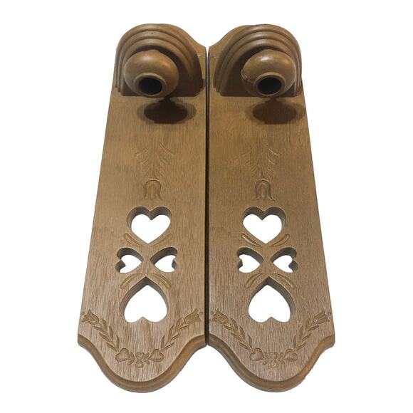 VTG Homco Burwood Sconce Set Of 2 Wall Hanging Candle Holders Heart Cutouts Nice - Picture 2 of 10
